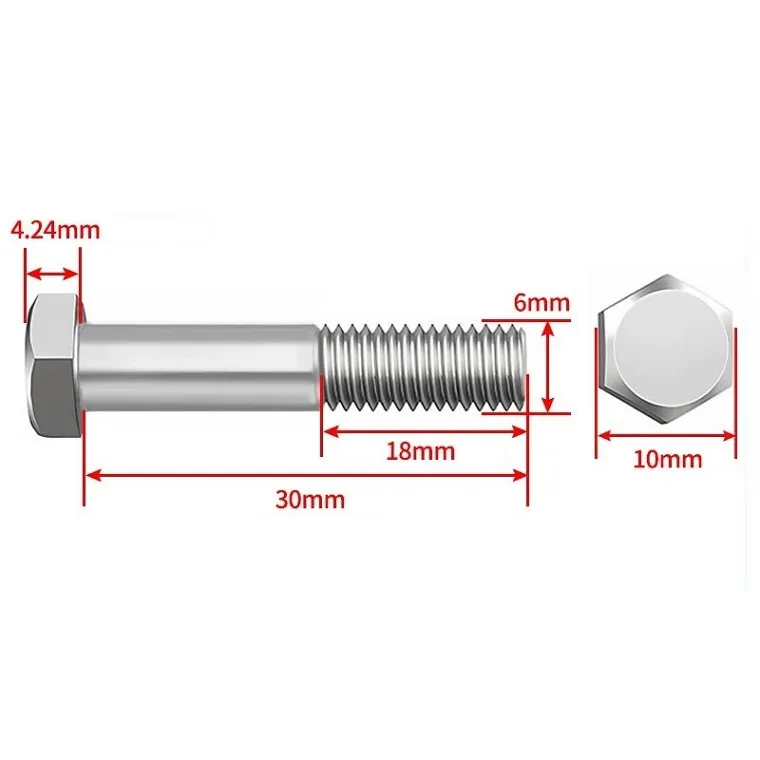 M6X30MM DIN 931 SS Bolts